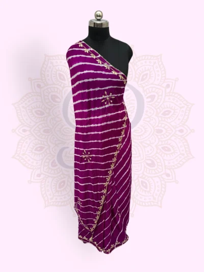 Leheriya Chinon Saree — Purple