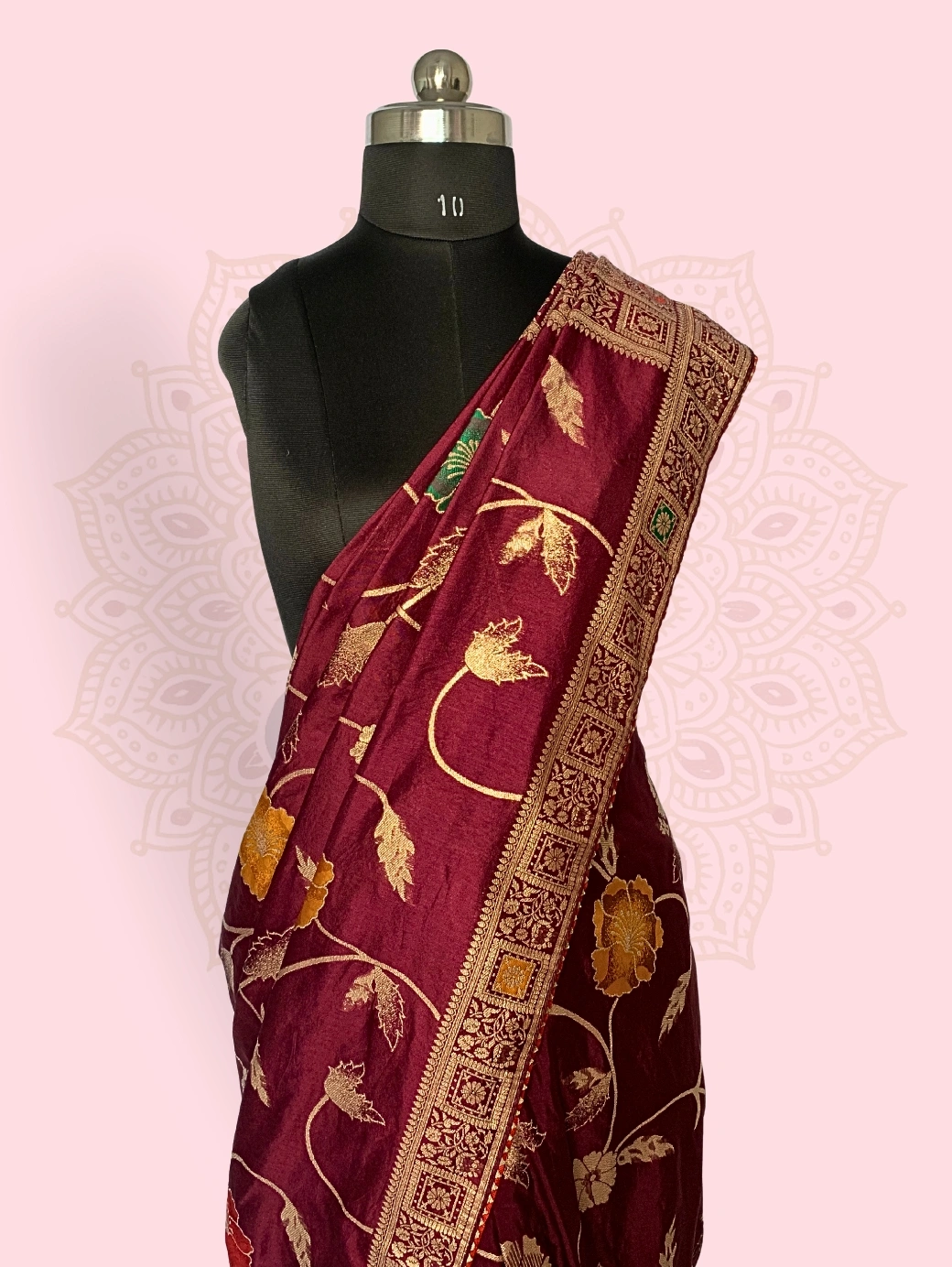 Banarasi Meenakari Purple Motif Border