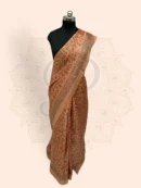 Bhagalpuri Silk (Handblock Floral Border) - Orange