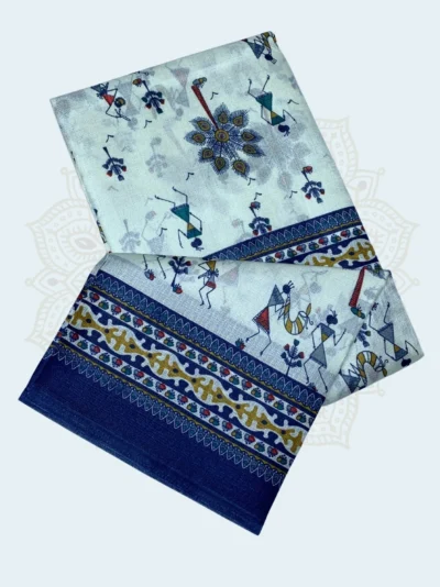 Bhagalpuri Silk (Warli Motifs) - Blue