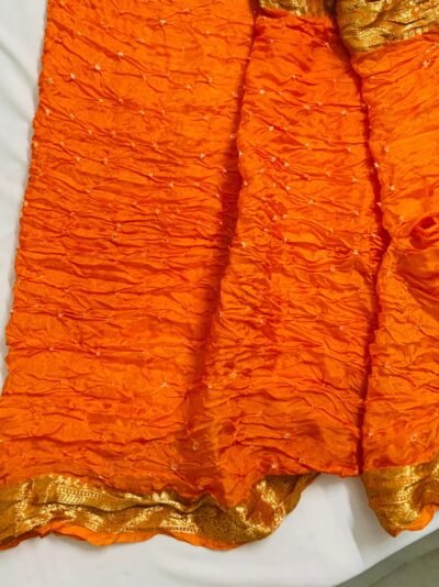 Modal Silk — Bandhej Charak Modal Orange Silk Saree