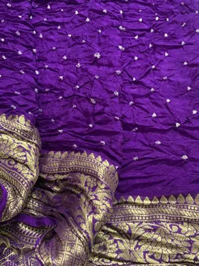 Modal Silk — Bandhej Charak Modal Purple Silk Saree