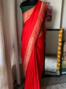 Banarasi Jacquard — Red Zari Border