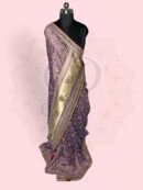 Zari Work — Gold Bandhej Elephant Motif Zari Silk Saree (Silk) Purple