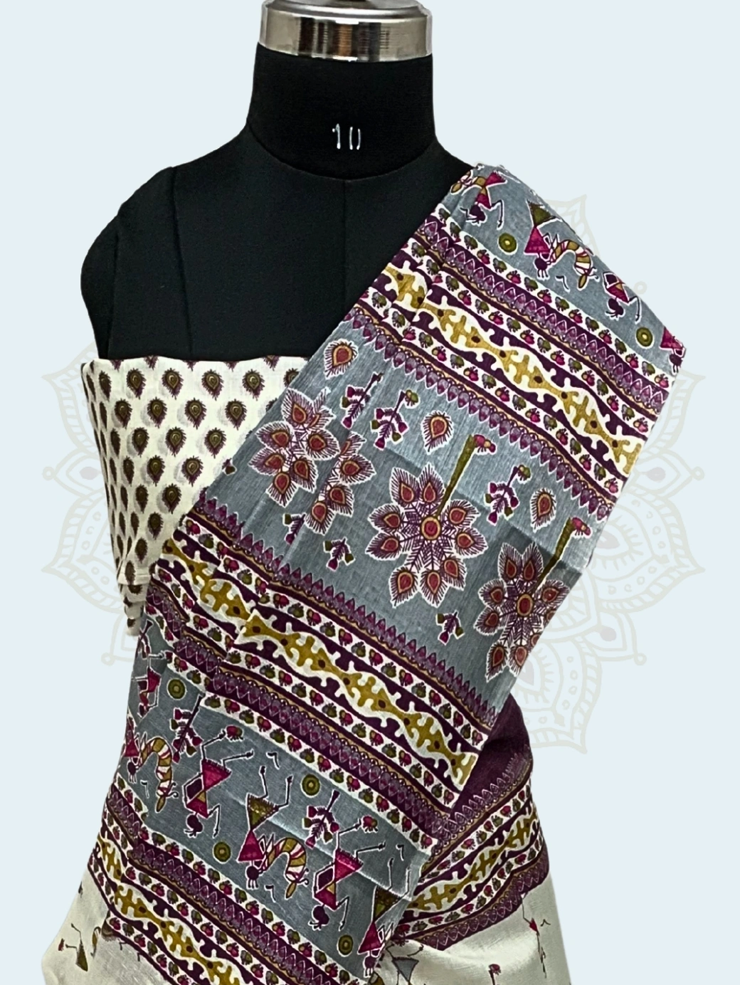 Bhagalpuri Silk (Warli Motifs) - Purple - Image 2