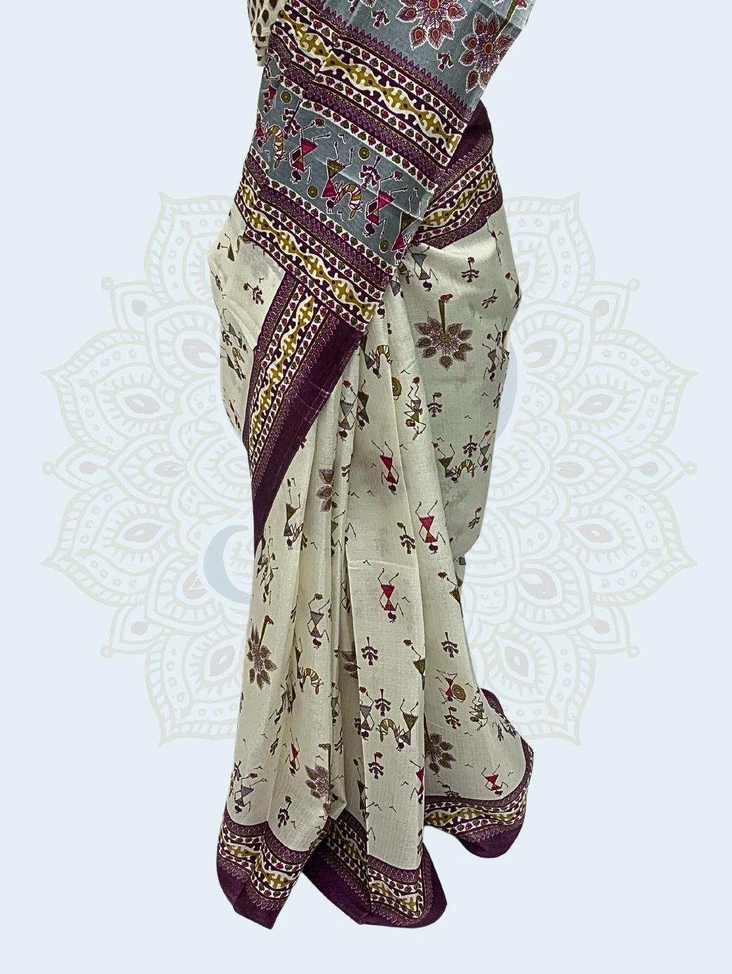 Bhagalpuri Silk (Warli Motifs) - Purple - Image 3