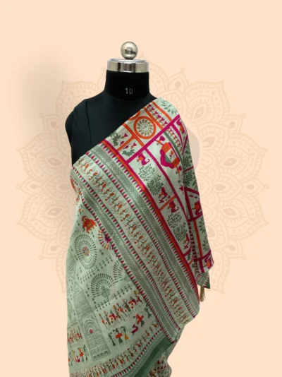 Satin Mulberry Silk — Ocean (White)