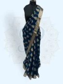 Georgette— Sunflower Choti Buti Zari Work Blue