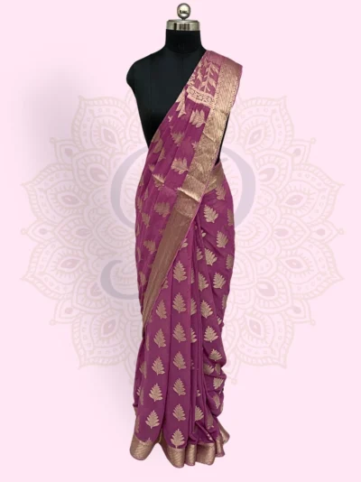 Georgette— Sunflower Choti Buti Zari Work Purple