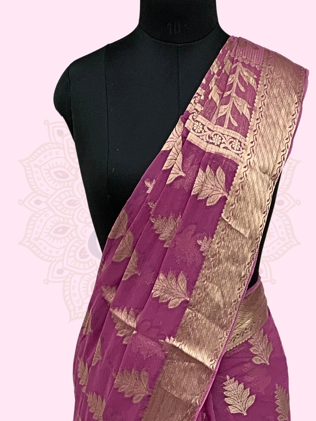 Georgette— Sunflower Choti Buti Zari Work Purple - Image 2