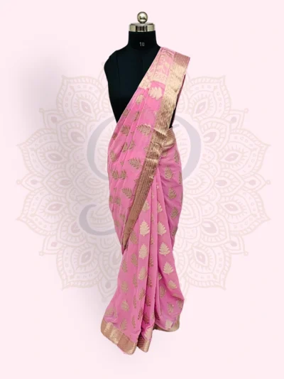 Georgette— Sunflower Choti Buti Zari Work Pink
