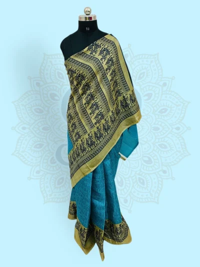 Maheshwari Silk Warli Art Blue Story Telling Saree