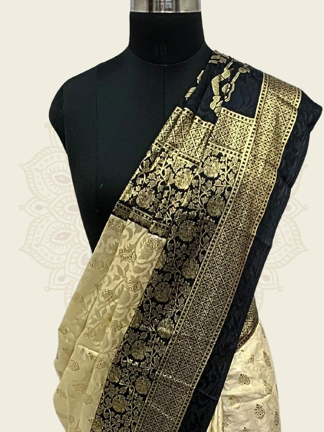 Maharani Katan Silk Black Zari Border - Image 2