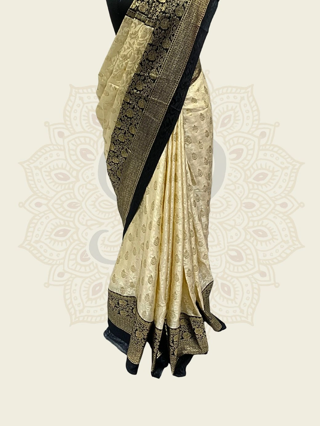 Maharani Katan Silk Black Zari Border - Image 3