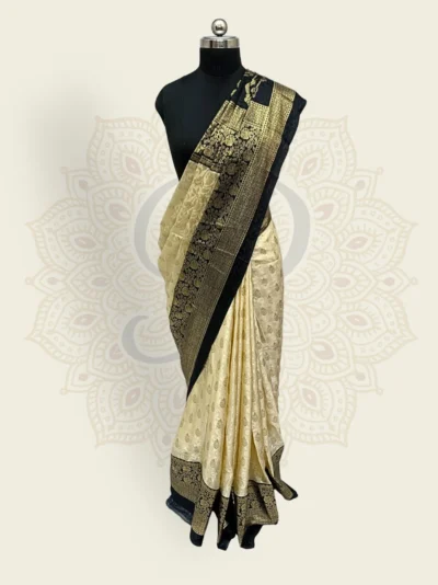 Maharani Katan Silk Black Zari Border