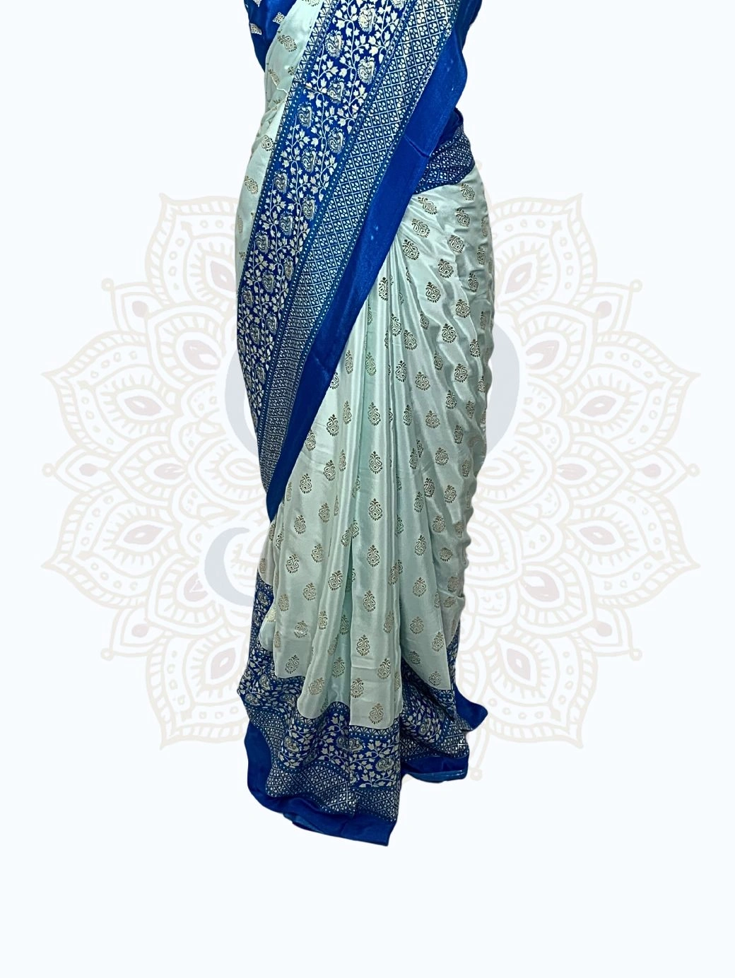 Maharani Katan Silk Blue Zari Border - Image 3