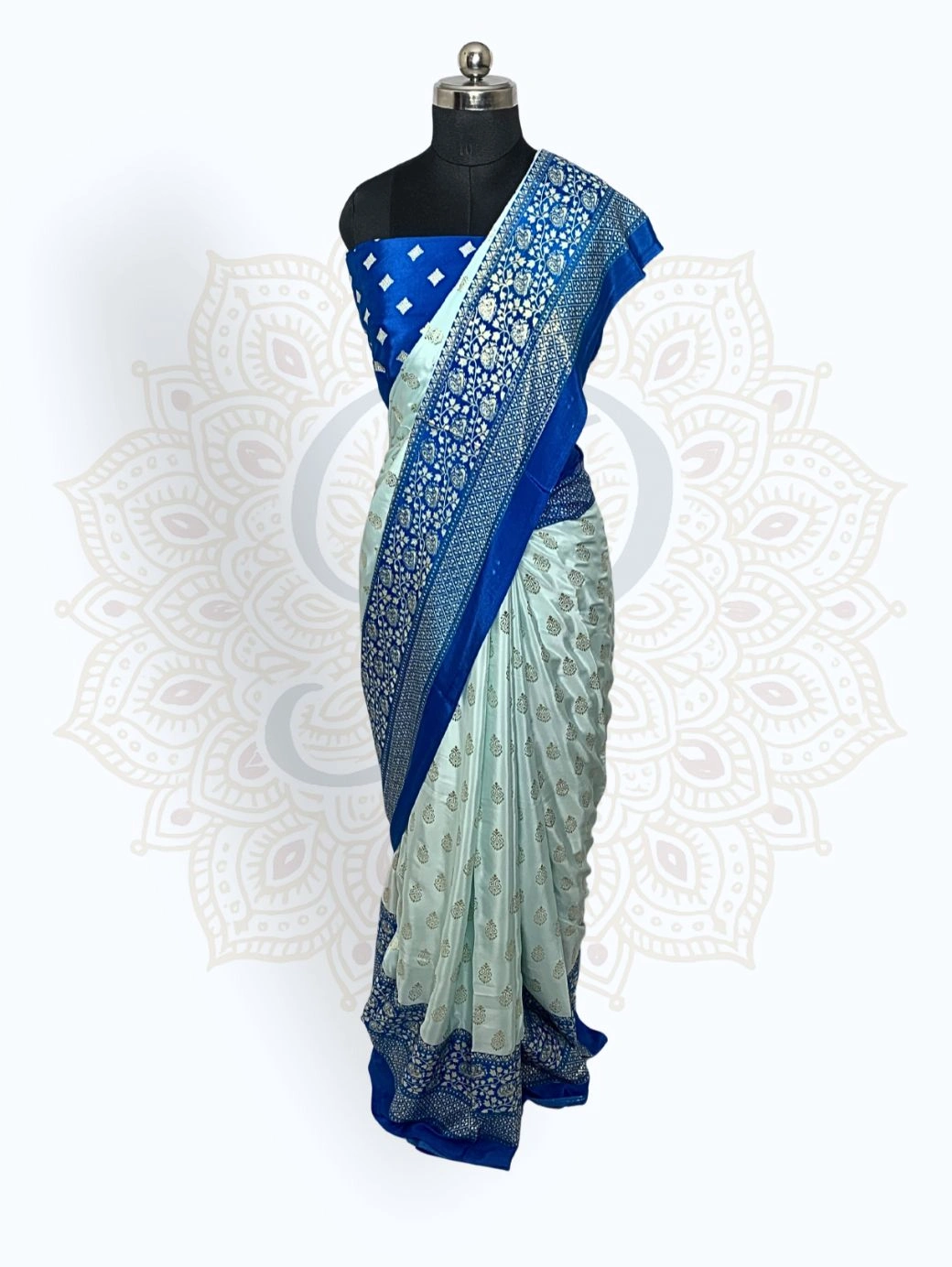 Maharani Katan Silk Blue Zari Border