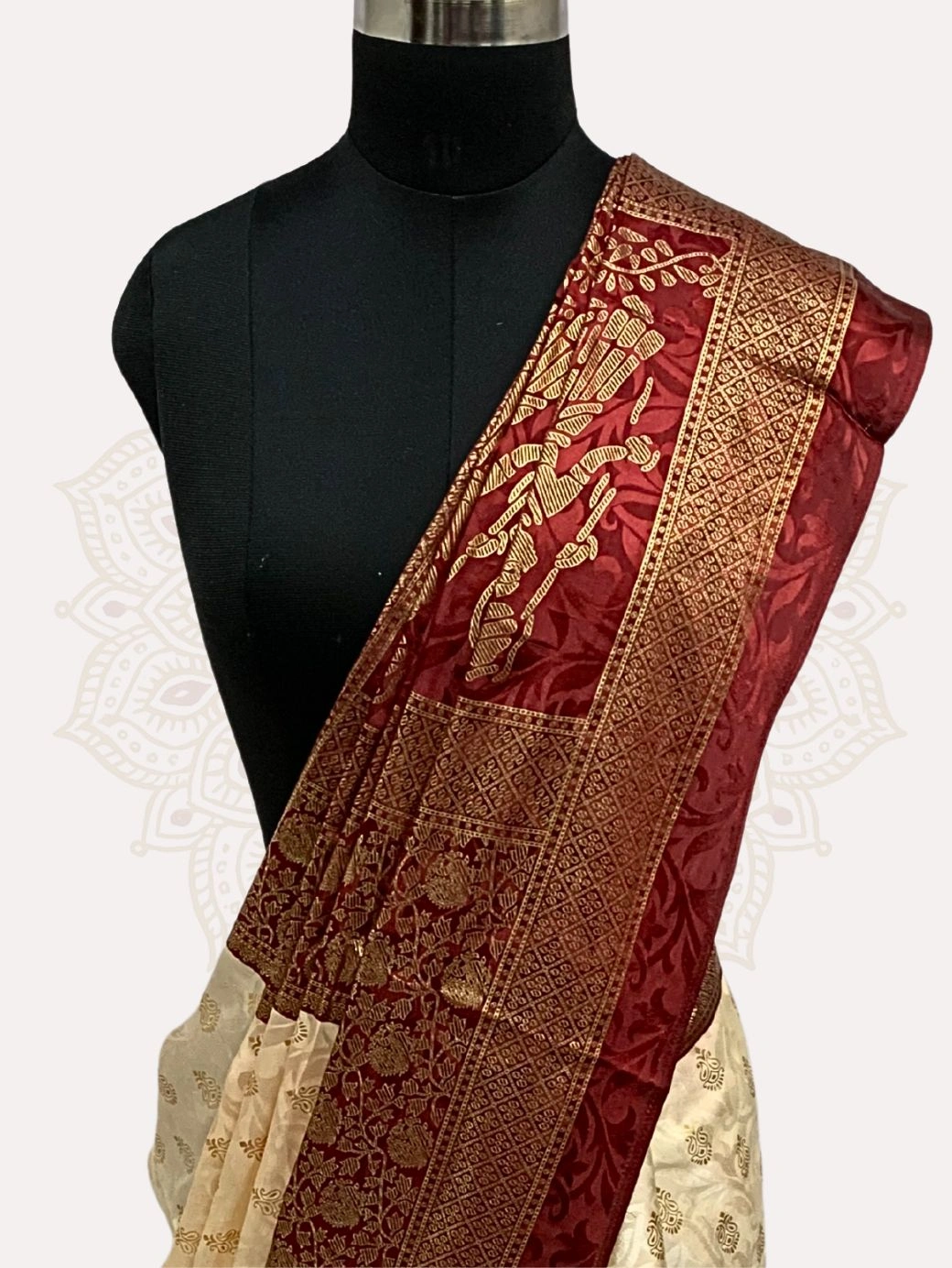 Maharani Katan Silk Maroon Zari Border - Image 2