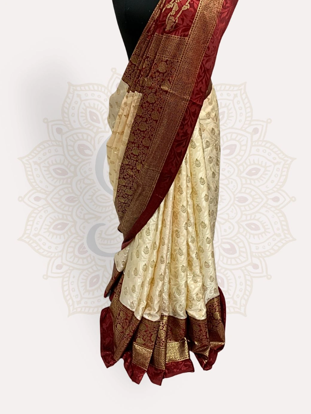 Maharani Katan Silk Maroon Zari Border - Image 3