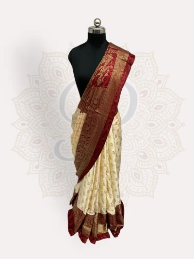 Maharani Katan Silk Maroon Zari Border