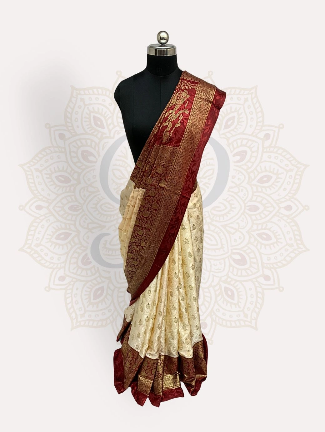 Maharani Katan Silk Maroon Zari Border