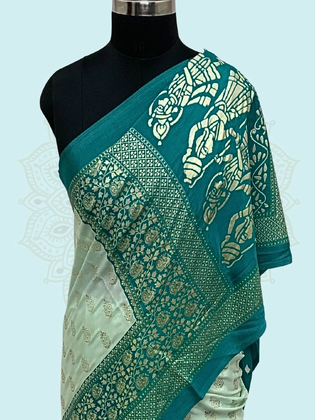 Maharani Katan Silk Grey Zari Border - Image 2