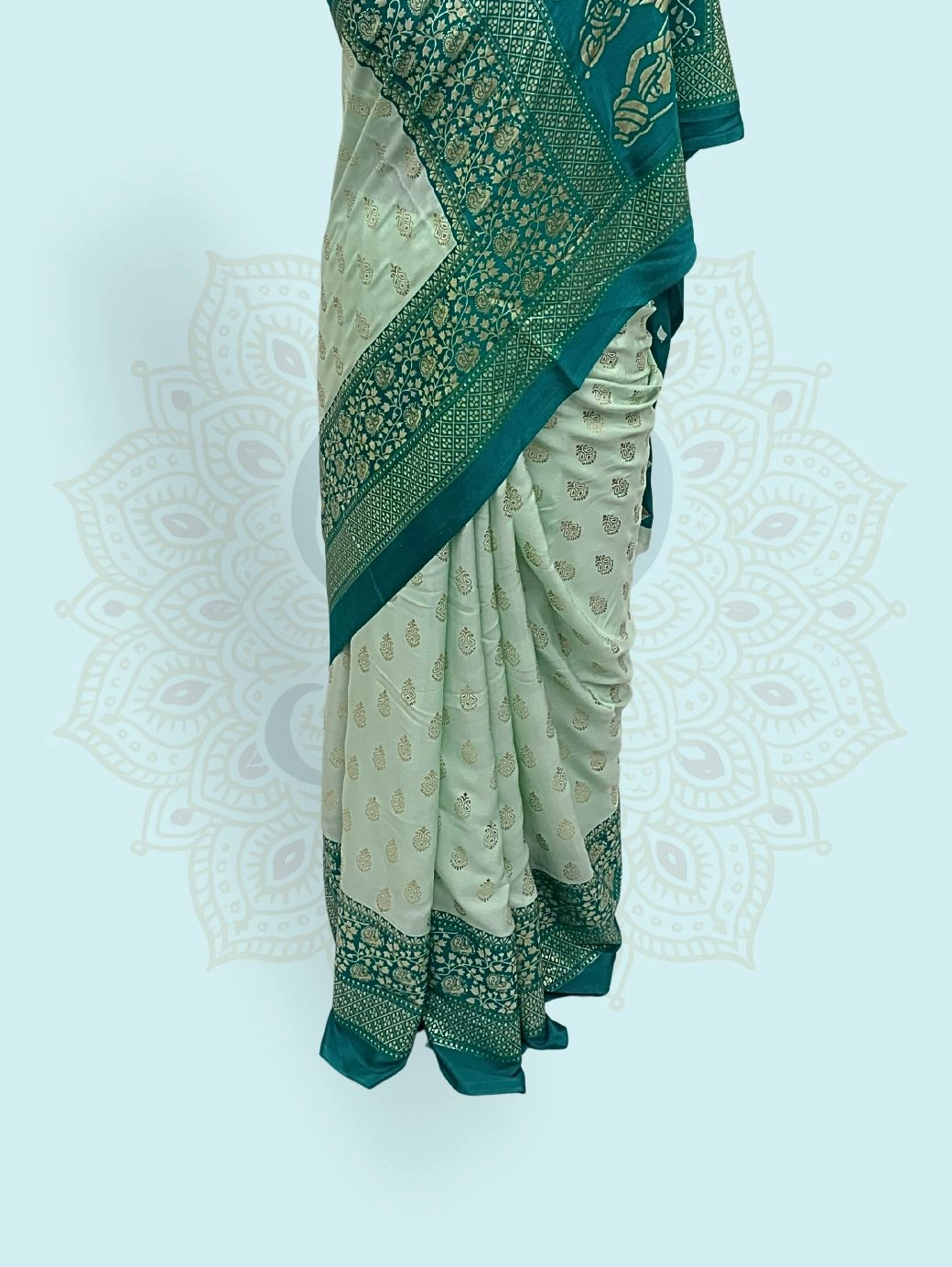 Maharani Katan Silk Grey Zari Border - Image 3