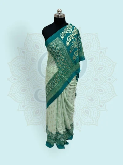Maharani Katan Silk Grey Zari Border