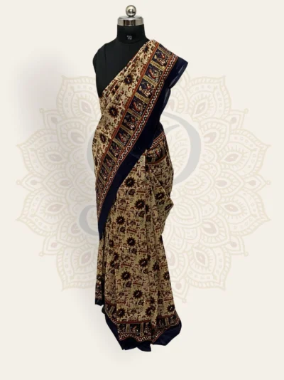 Pattu Silk Saree — Temple Storytelling Zari (Blue Border)