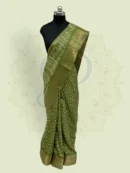 Warli Art (Cotton Silk, Zari Border ) — Green